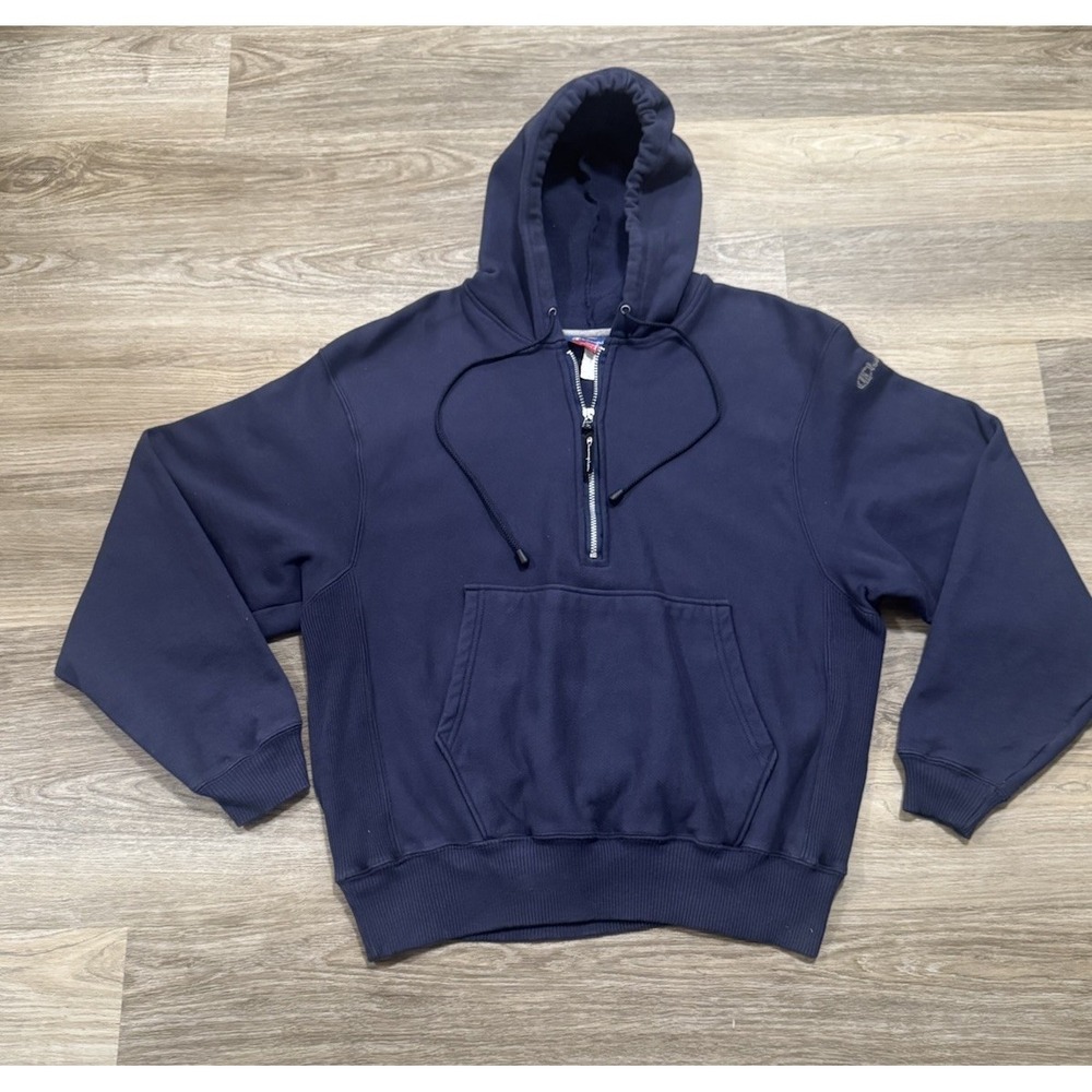 Vintage‎ Champion Reverse Weave Heavy Weight Hoodie Men's Large Quarter Zip USA